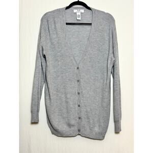 M Magaschoni Cotton-Cashmere Blend Ribbed Cardigan  – Heather Gray – Medium